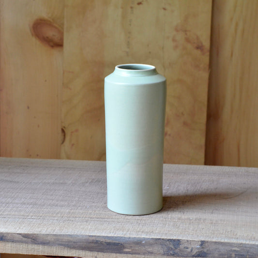 Vase - Mossy Green on White Clay - 9x4"