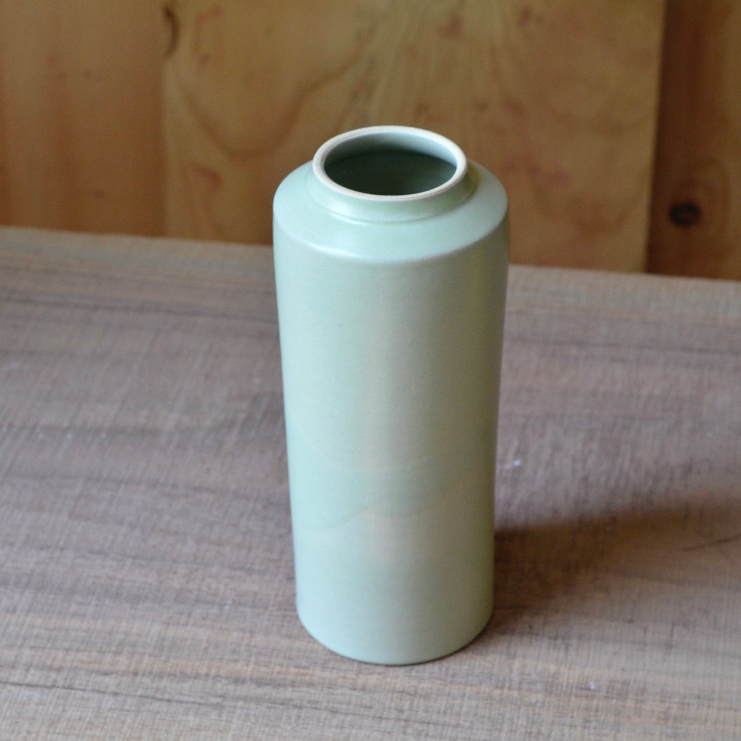 Vase - Mossy Green on White Clay - 9x4"