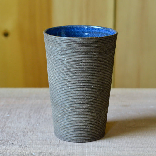 Murren Cup - Denim inside brown clay outside - 14 oz