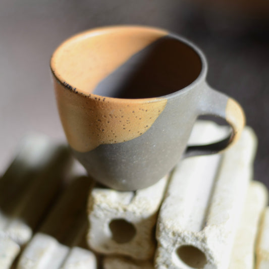 Riga Espresso Cup - Orange with flecks and gloss black partial interior